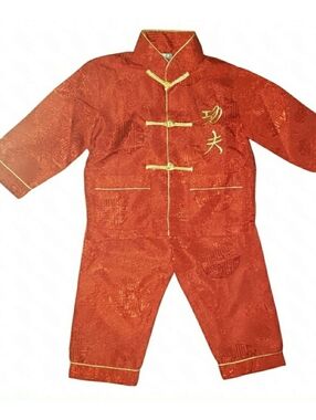 Laogudia kids size 2 red martial arts style pajama Set.